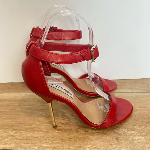 Steve Madden Rebuttle Red High Heel Ankle Strap Stiletto Sandal - Picture 5 of 11